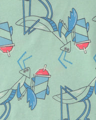 Boys 'Brain Freeze Club' 100% Cotton 4-Piece Pajama Set - Blue/Green