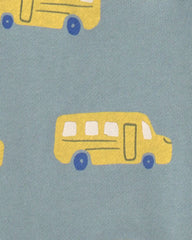 Toddler Boy 2-Piece School Bus French Terry Hoodie & Pant Set - Blue/Yellow