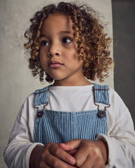 Toddler Girl Hickory Denim Long-Sleeve Overall Set - Light Wash