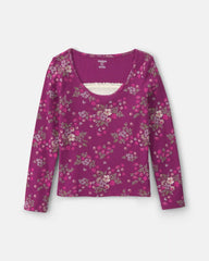Girls Floral Long-Sleeve Top - Purple