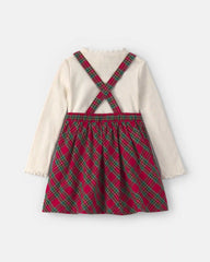 Toddler Girl 2-Piece Plaid Dress Set - Red/Cream