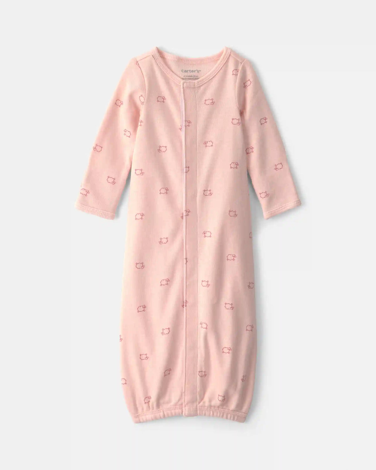 Baby Girl Sheep Long-Sleeve Sleeper Gown - Pink