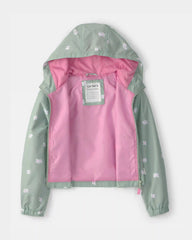 Girls Floral Windbreaker - Green