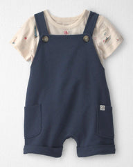 Baby 2-Piece Organic Cotton Shortall Set in Coastal Vacation
