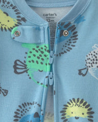 Baby Boy Pufferfish 100% Cotton 2-Way Zip 1-Piece Pajama - Blue