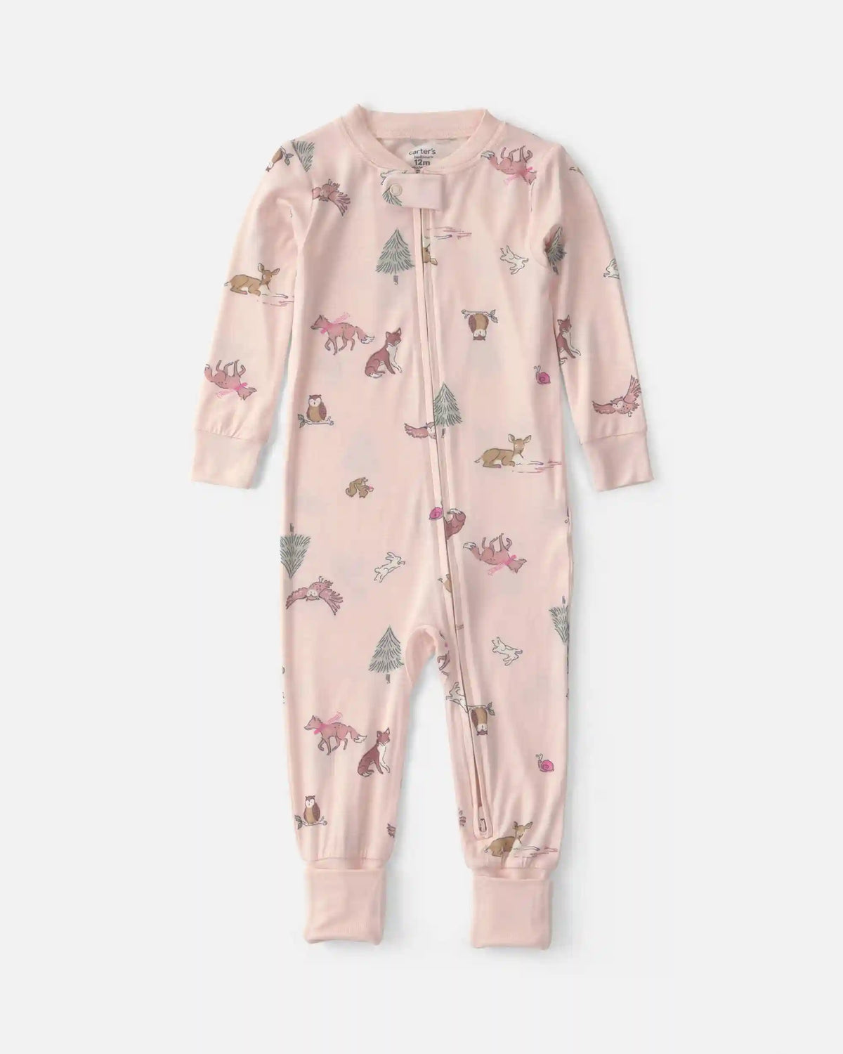Baby Girl 1-Piece Woodland PurelySoft™ Snug Fit Pajama - Pink