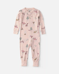 Baby Girl 1-Piece Woodland PurelySoft™ Snug Fit Pajama - Pink