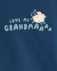 Baby 'Love My Grandma' Sheep Graphic Bodysuit - Blue