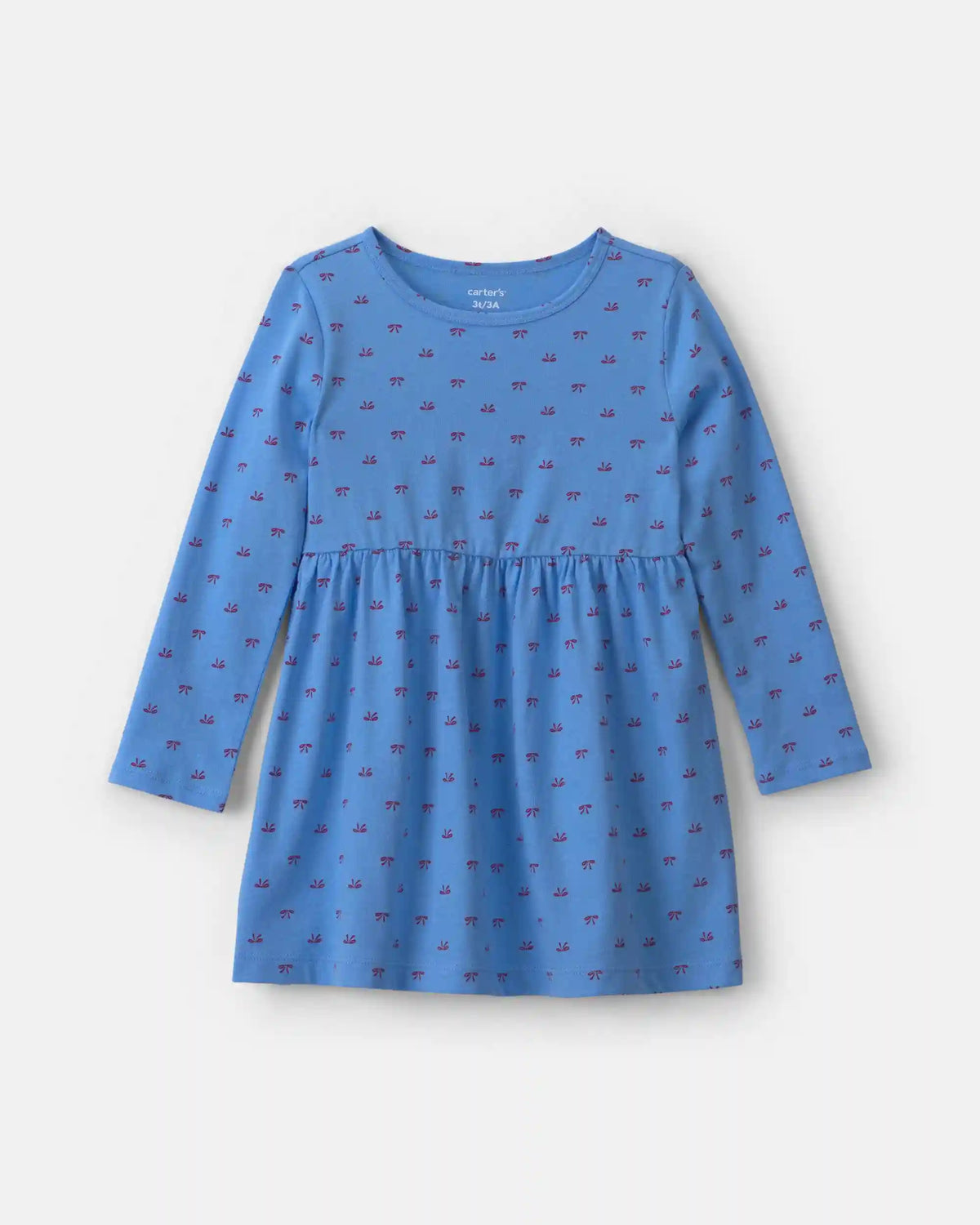 Toddler Girl Bow Long-Sleeve Dress - Blue