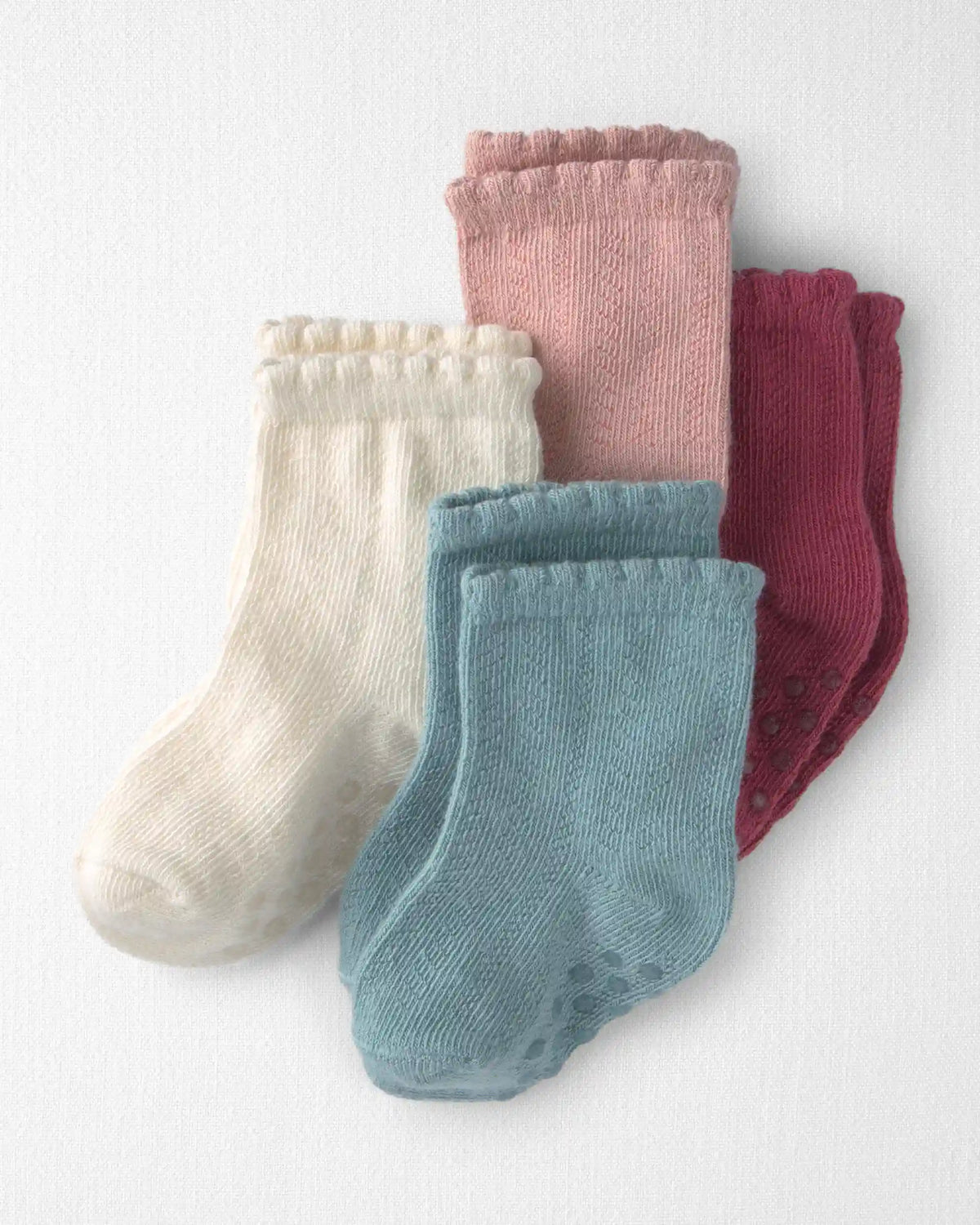Baby Girl 4-Pack No-Slip Ankle Socks Made with Organic Cotton