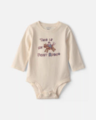 Baby 'This Is My First Rodeo' Long-Sleeve Graphic Bodysuit - Cream