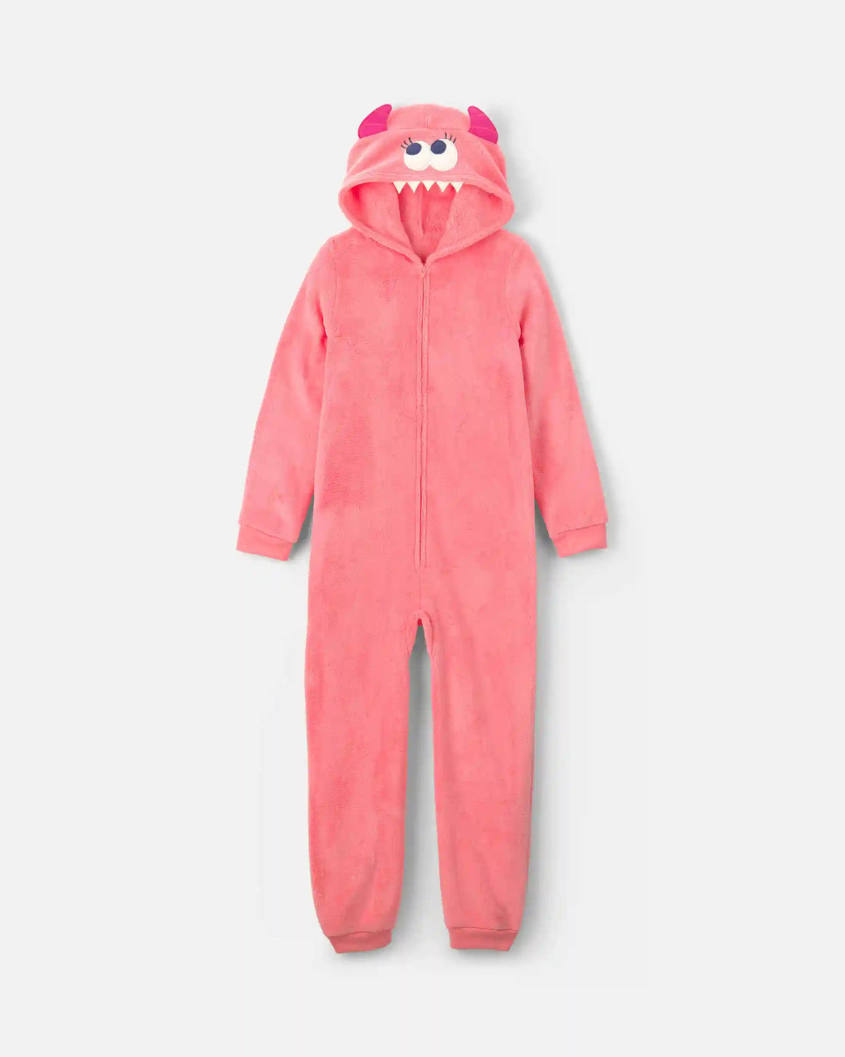 Girls 1-Piece Monster Halloween Fleece Pajama Costume - Coral