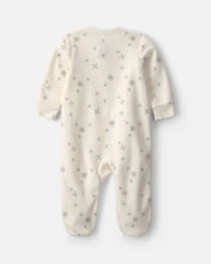 Baby Girl Snowflake Fleece 2-Way Zip Sleep & Play Pajamas - Cream
