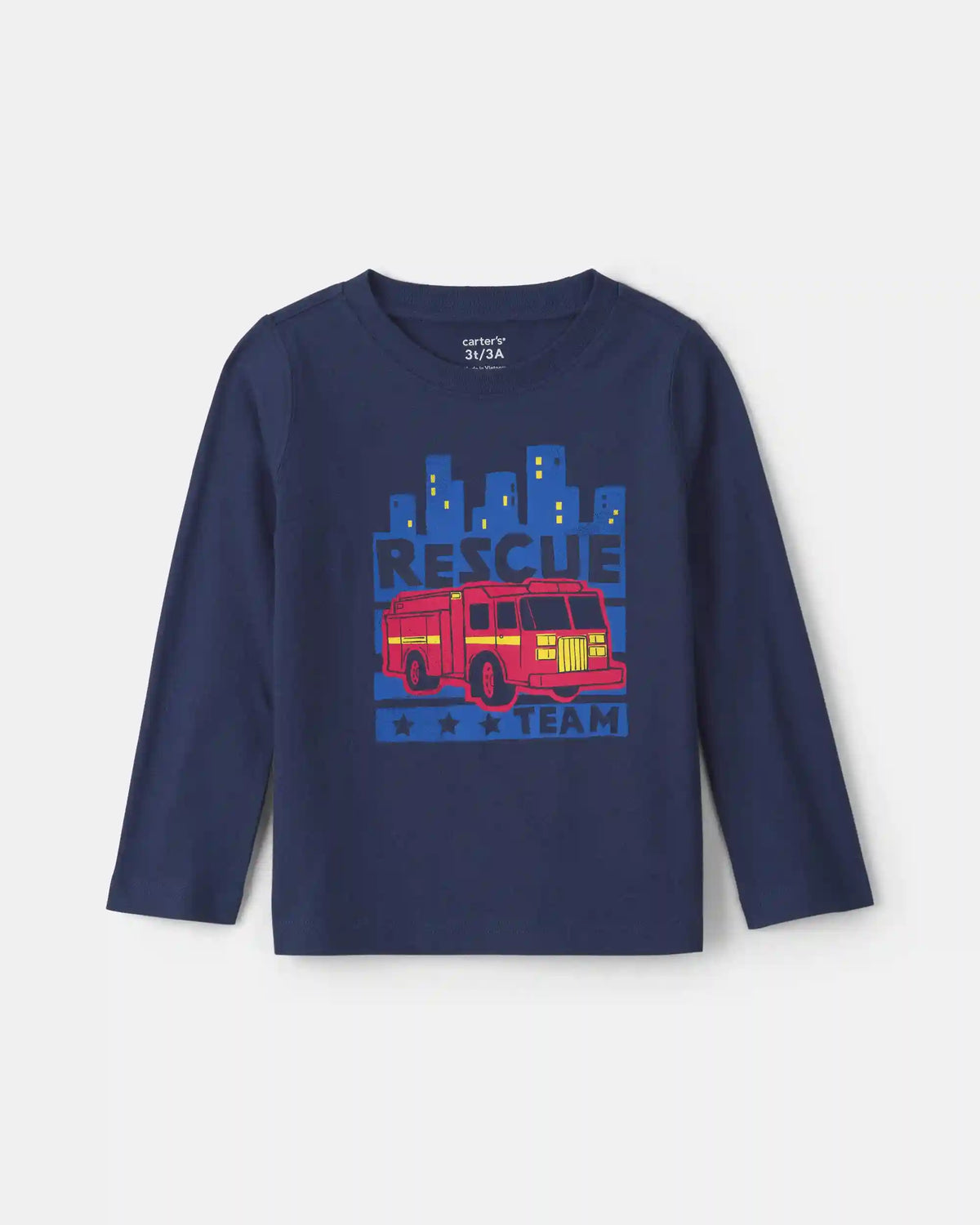 Toddler Boy 'Rescue Team' Firetruck Long-Sleeve Graphic Tee - Navy Blue