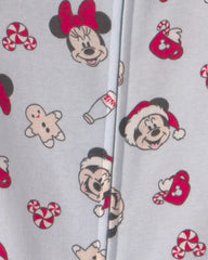 Baby 1-Piece Disney Mickey Mouse Christmas 100% Cotton Snug Fit Footed Pajama - Blue