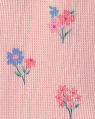Baby Girl 1-Piece Floral Thermal Waffle Knit Pyjama - Pink