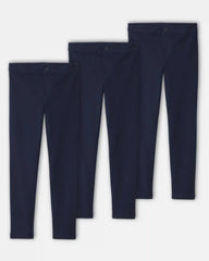 Girls 3-Pack Uniform Ponte Skinny Pants - Navy