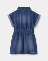 Baby Girl Denim Button-Up Dress - Dark Wash