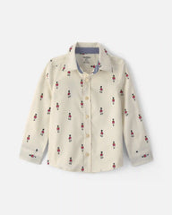 Toddler Boy Nutcracker Christmas Long-Sleeve Shirt - White