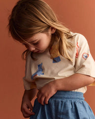 Toddler Dolman Tee in Circus Print - Cream