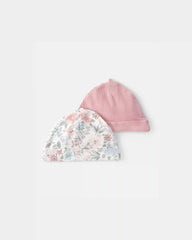 Baby Girl 2-Pack Butterfly Garden PurelySoft Caps - Pink/Ivory