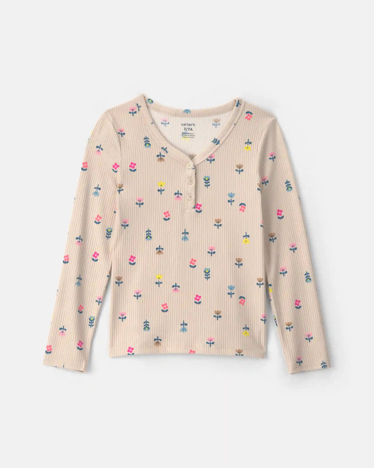 Girls Floral Long-Sleeve Top - Grey