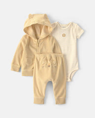 Baby 3-Piece Lion Terry Layering Set - Yellow