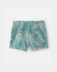 Baby Boy Pineapple Linen Shorts - Blue