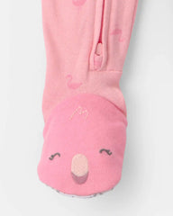 Toddler Girl Flamingo 100% Cotton Snug Fit 1-Piece Pajama - Pink