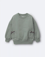 Toddler Girl Otter Sweatshirt™ with Bow Pockets - Olive