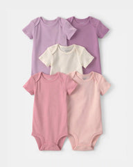 Baby Girl 5-Pack Multipack Bodysuits - Pink/Purple