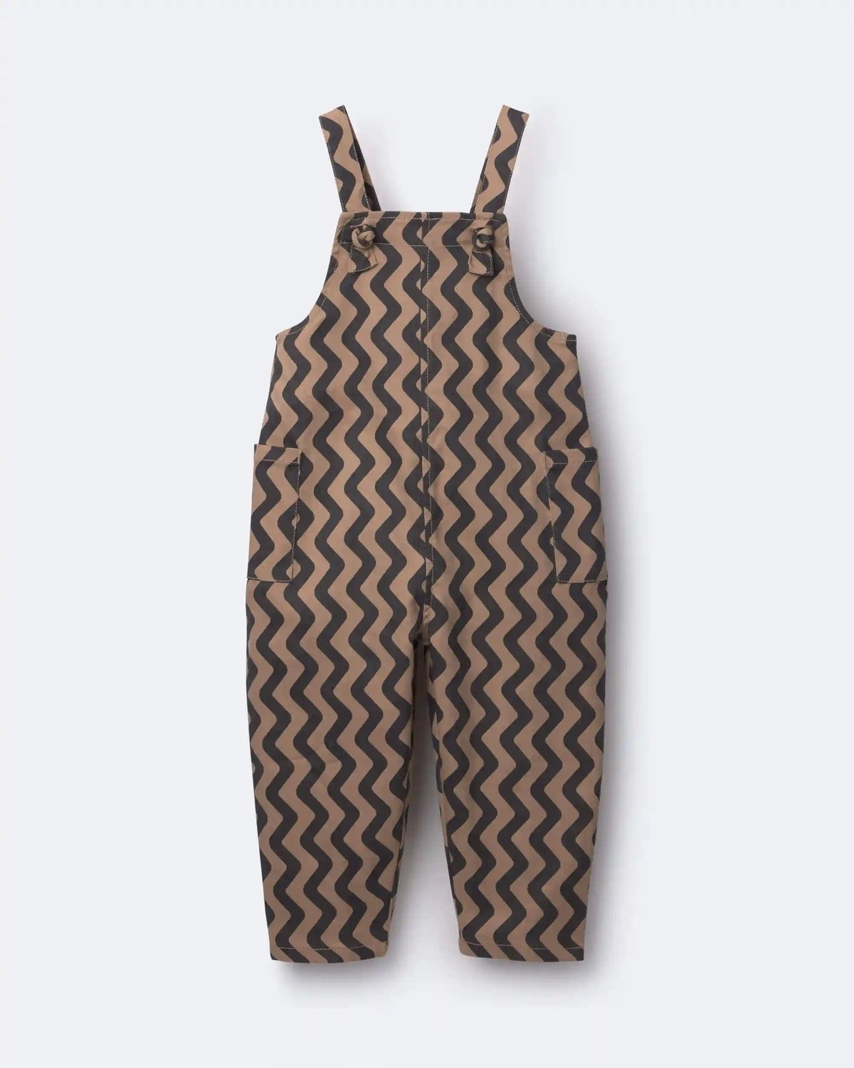 Toddler  Chevron Knot-Tie Overalls - Tan
