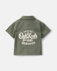 Baby Boy OshKosh Logo Short-Sleeve Button-Down Shirt - Green