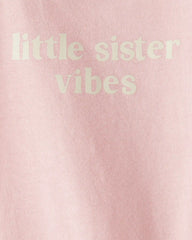 Baby Girl 'Little Sister Vibes' Short-Sleeve Graphic Bodysuit - Pink