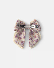 Toddler Girl Floral Lace Hair Bow - Cream