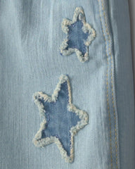 Girls Star Embellished Denim Shortall - Light Wash