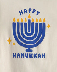 Kids 'Happy Hanukkah' Menorah Long-Sleeve Graphic Tee - Cream
