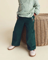 Toddler Girl Floral Corduroy Wide-Leg Pants - Green