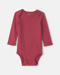 Baby Girl 3-Piece Floral Twill Long-Sleeve Dress Set - Burgundy/Cream