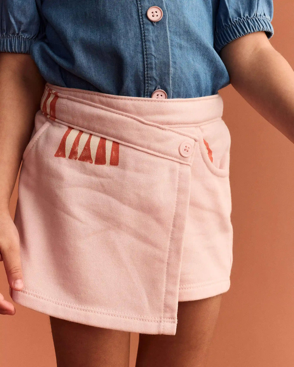 Toddler Girl Asymmetrical Skort in Big Top Print - Light Pink
