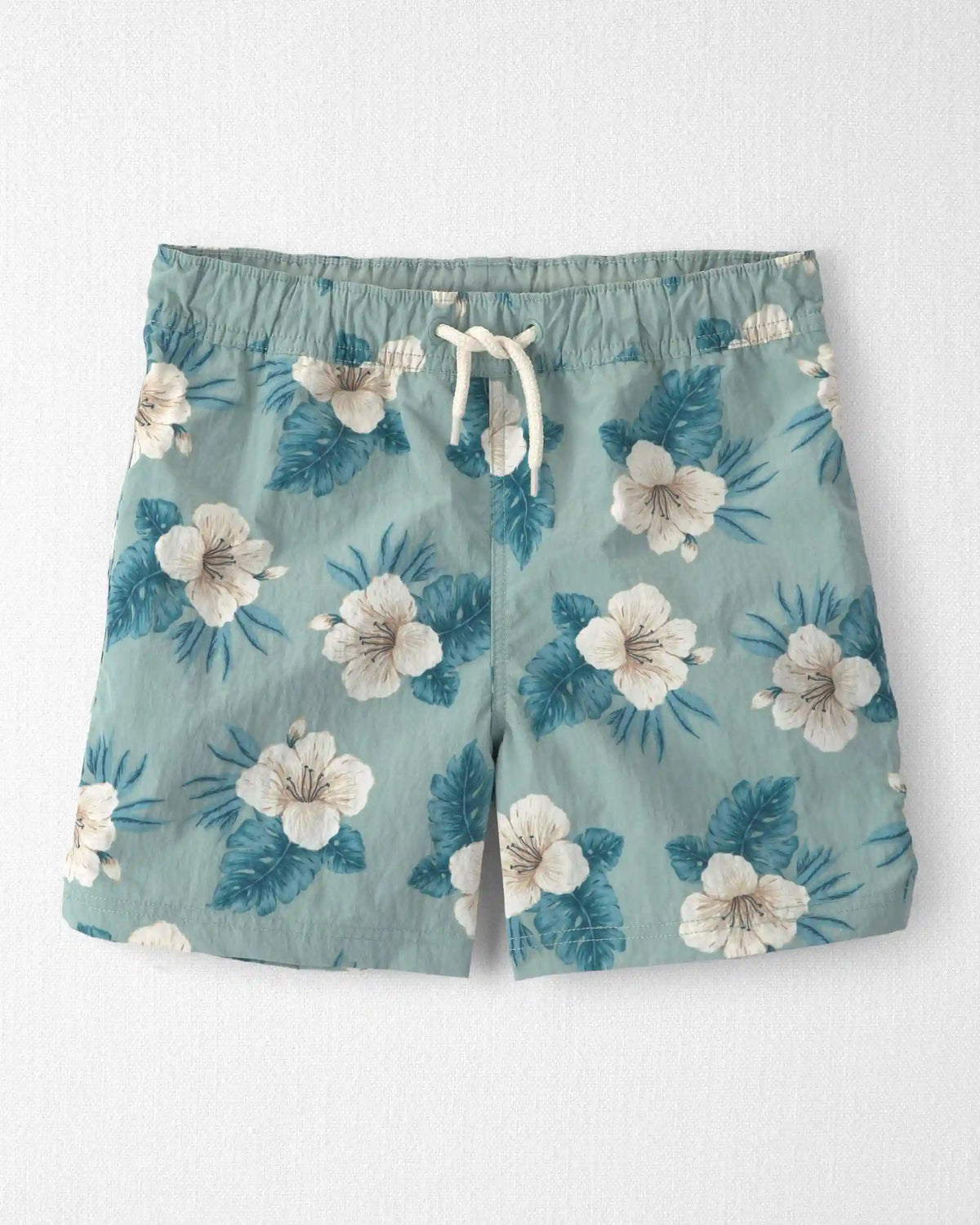Boys Recycled Swim Trunks in Blue Hibiscus