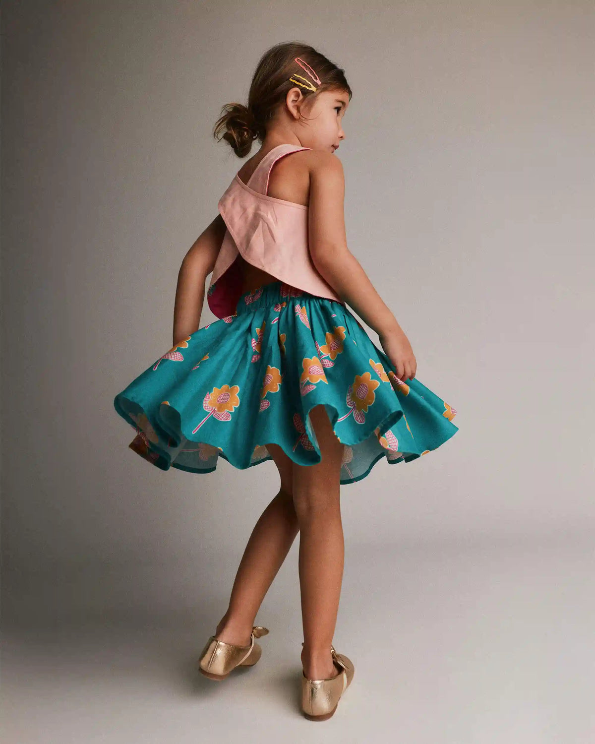 Toddler Girl Avenue Twirl™ Mini Skirt in Floral Print - Teal