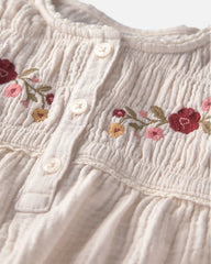 Girls Organic Cotton Embroidered Gauze Top