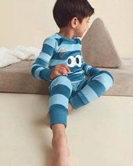 Toddler Boy 2-Piece Monster Striped DreamPlush Snug Fit Pajama Set - Blue