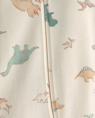 Baby Dinosaur 100% Cotton 2-Way Zip Sleep & Play Pajamas - Ivory
