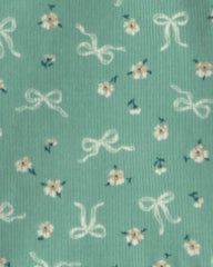 Baby Girl 3-Piece Bow Floral Corduroy Long-Sleeve Dress Set - Green/Cream