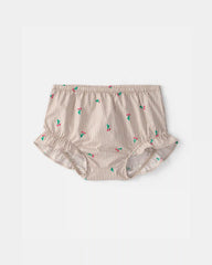Baby Girl 3-Piece Cherry Striped Outfit Set - Beige/White