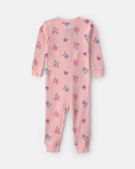 Baby Girl 1-Piece Floral Thermal Waffle Knit Pyjama - Pink