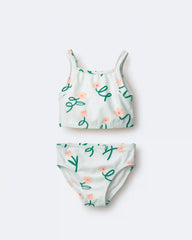 Toddler Girl Tankini in Floral Print - Light Green