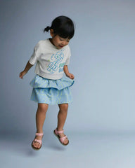 Toddler Girl 'Field Day' Breezy Top in Hopscotch Print - Cream